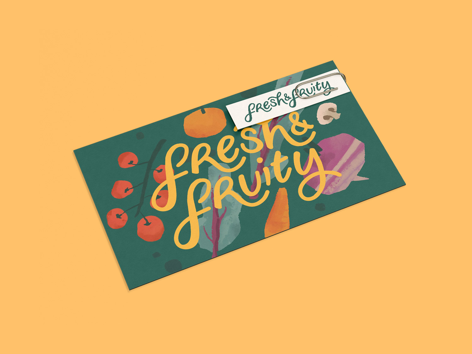 fresh and fruity business card mockup